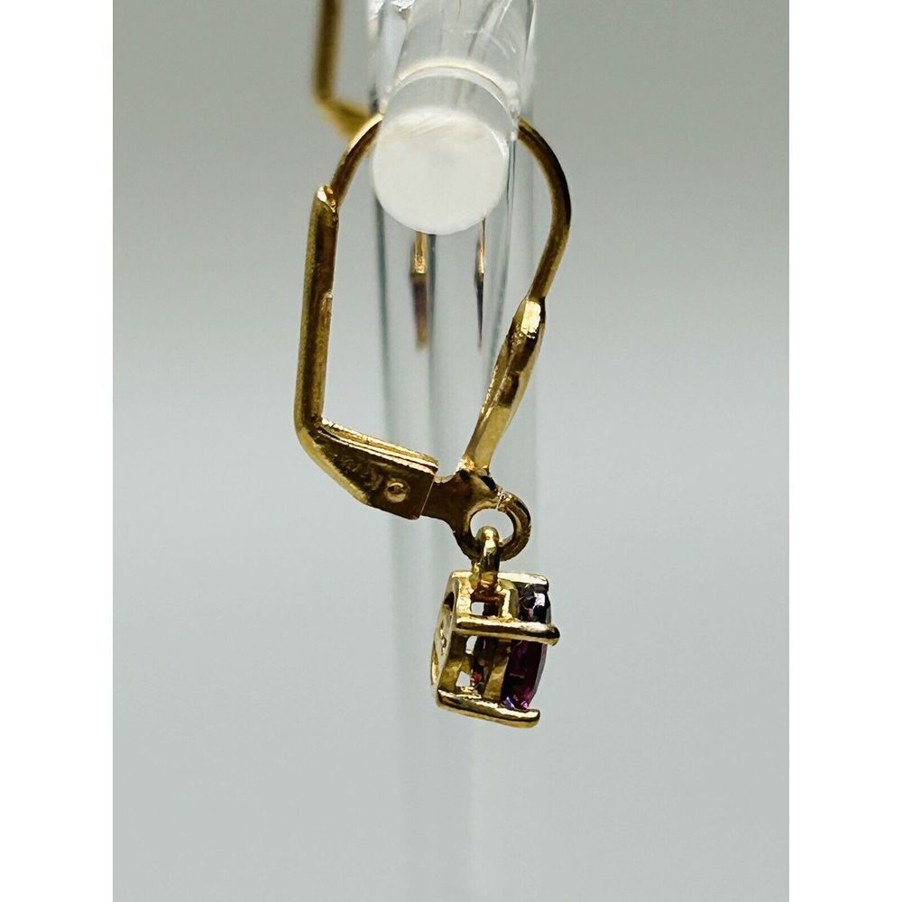 Karis Earrings Gold-tone Purple Stone Oval Prong Set Open Back Lever Back Style - Picture 6 of 10
